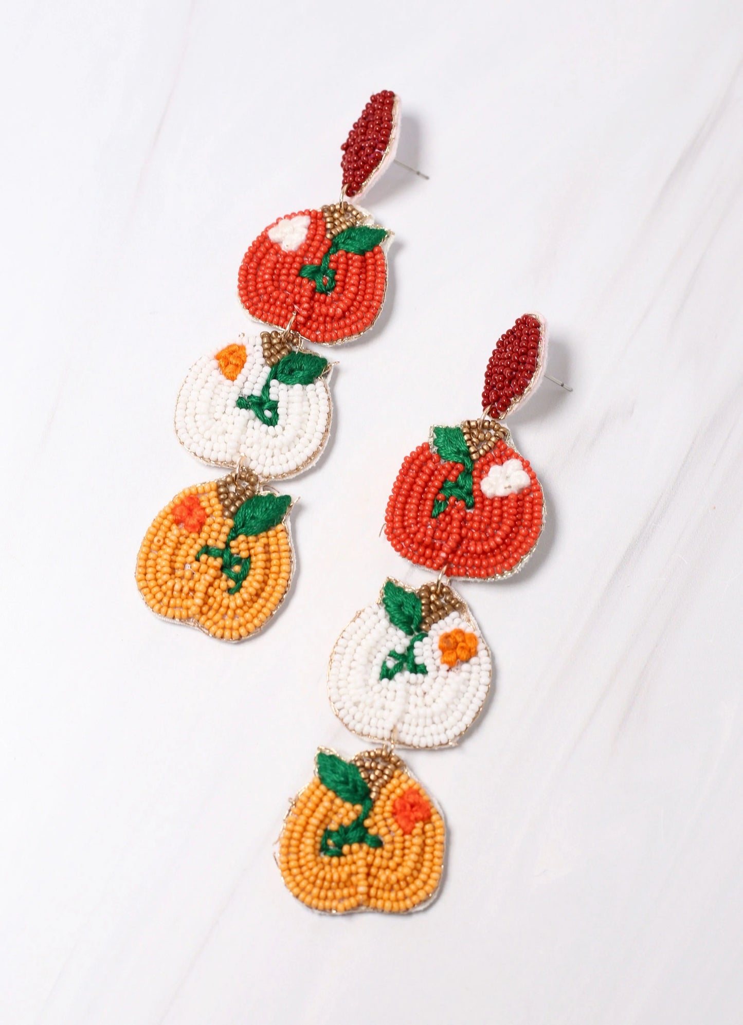 Triple Seed Beaded Pumpkin Earrings