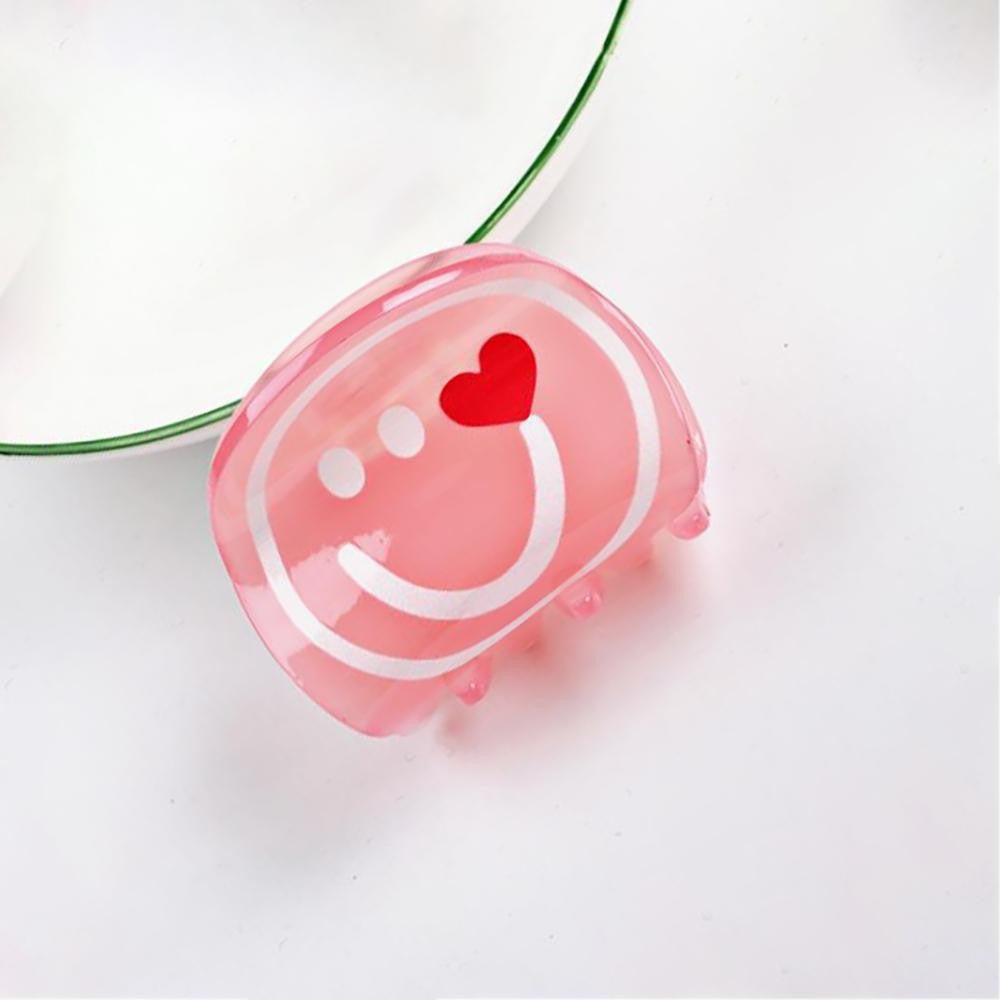 Emoji Smile with Heart Claw Clip Pink