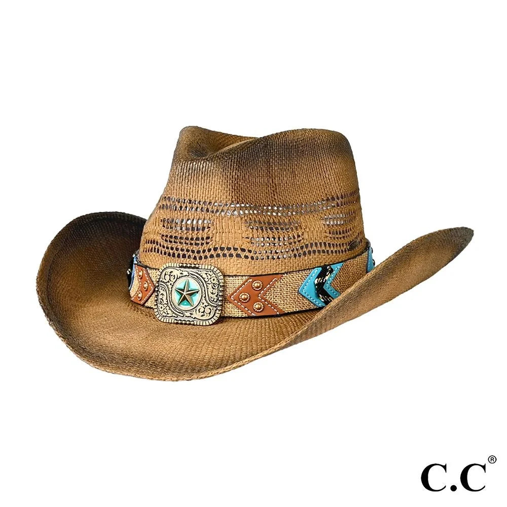 Western Pattern Cowboy Hat in Natural