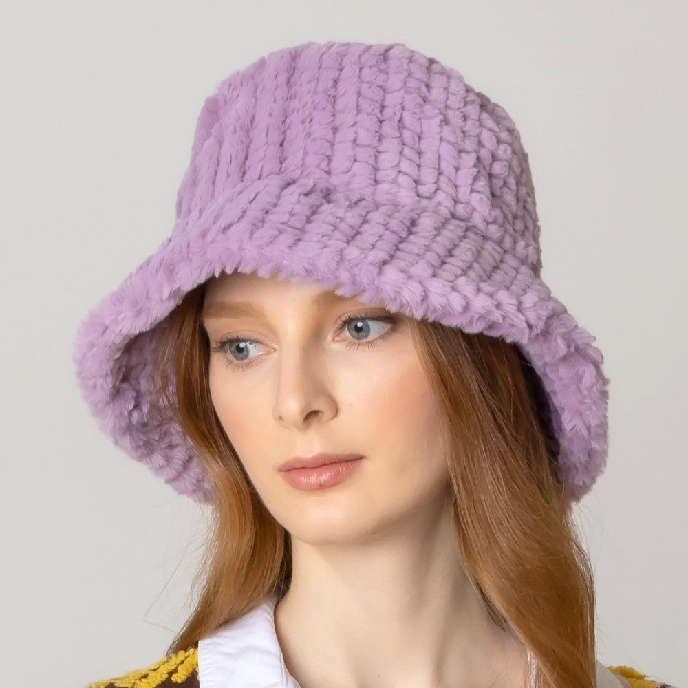 Lavender Faux Fur Bucket Hat