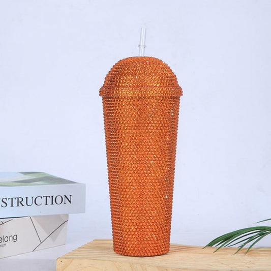 Rhinestone Dome Tumbler Pumpkin