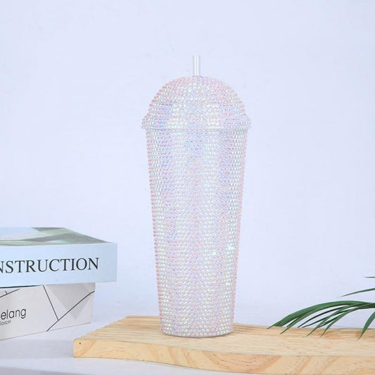 Rhinestone Dome Tumbler White