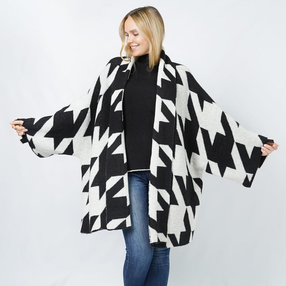 Houndstooth Knit Kimono