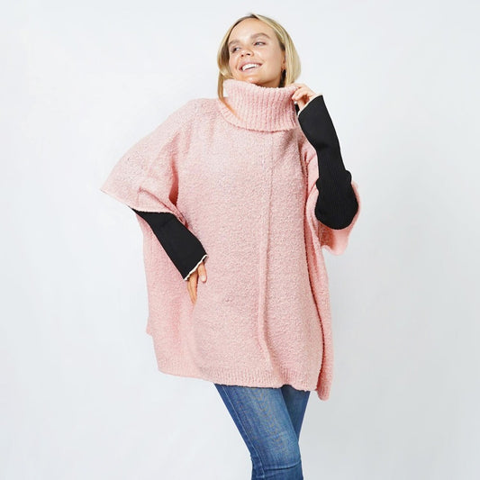 Pink Turtleneck Poncho