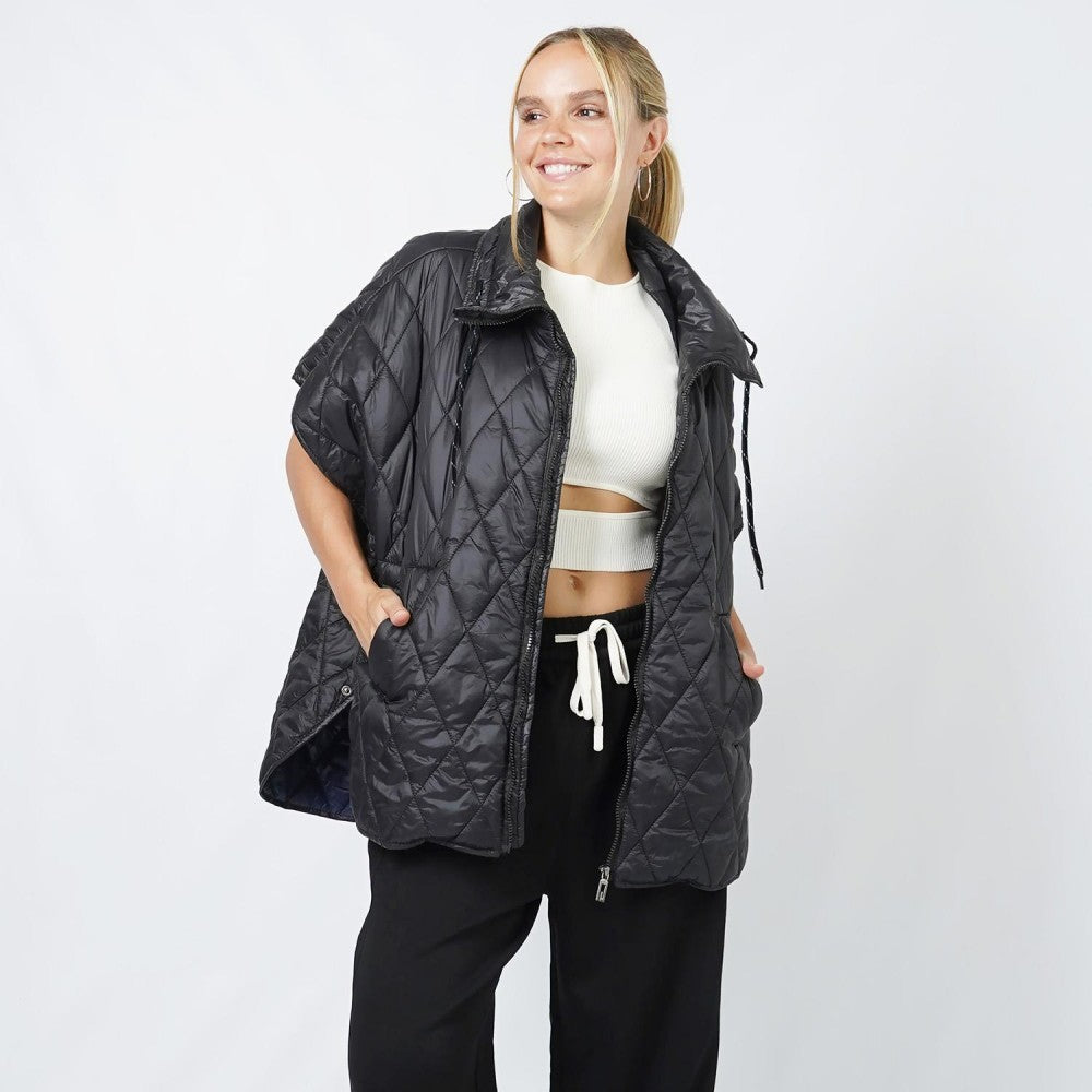 Quilted Puffer Vest in Black