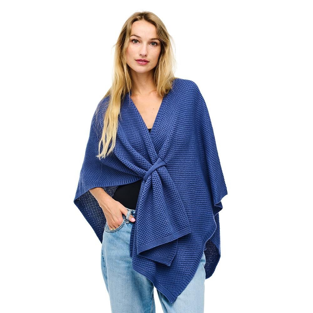 Blue Knotted Knit Ruana