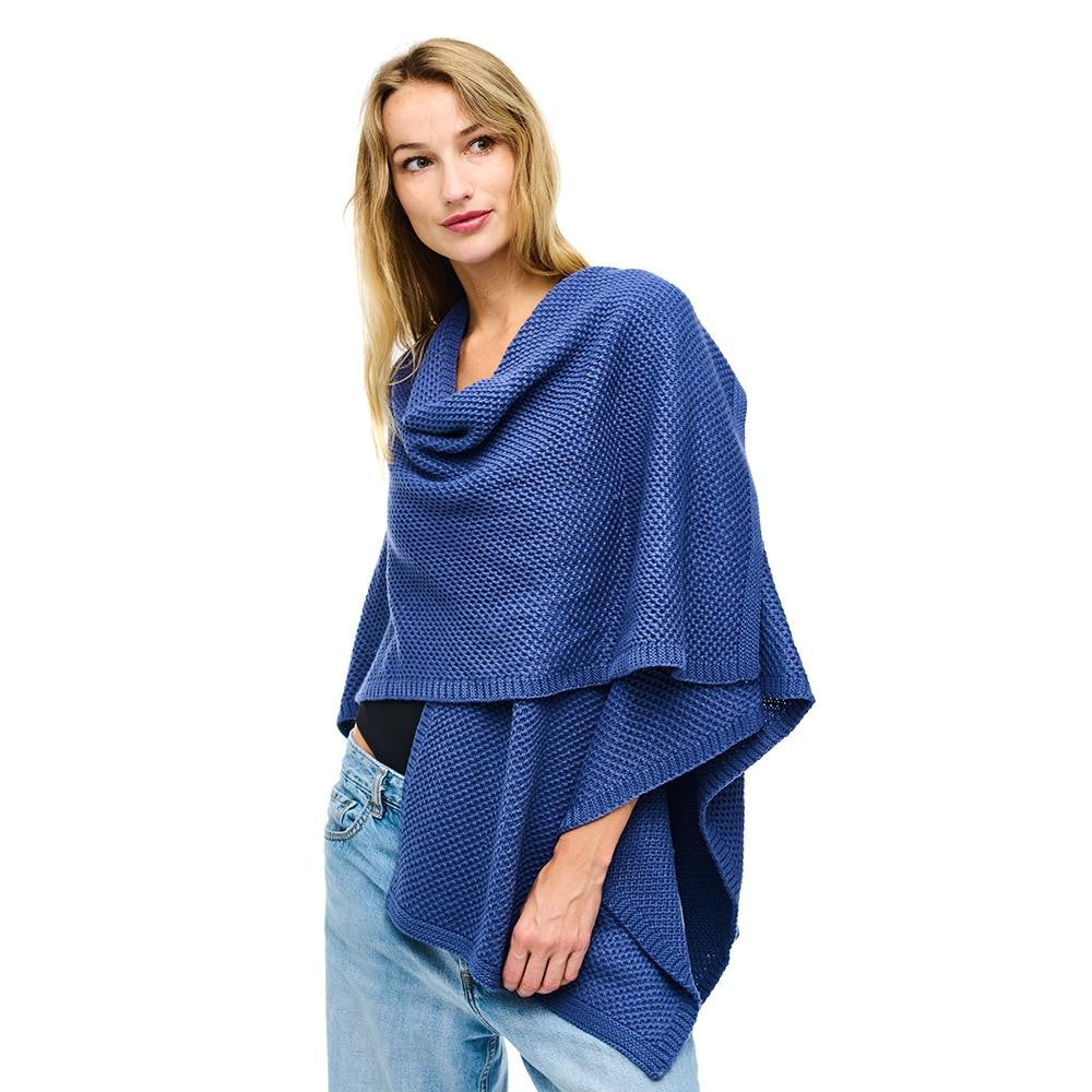 Blue Knotted Knit Ruana