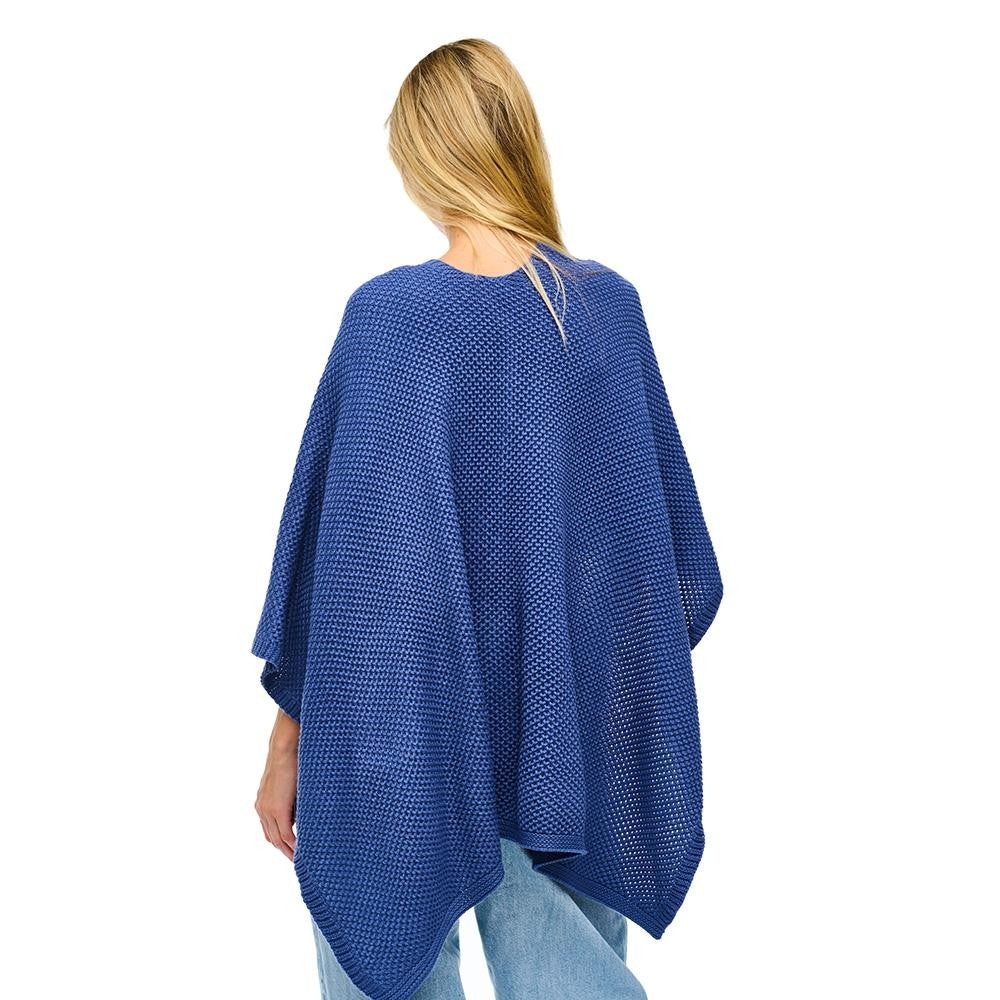 Blue Knotted Knit Ruana