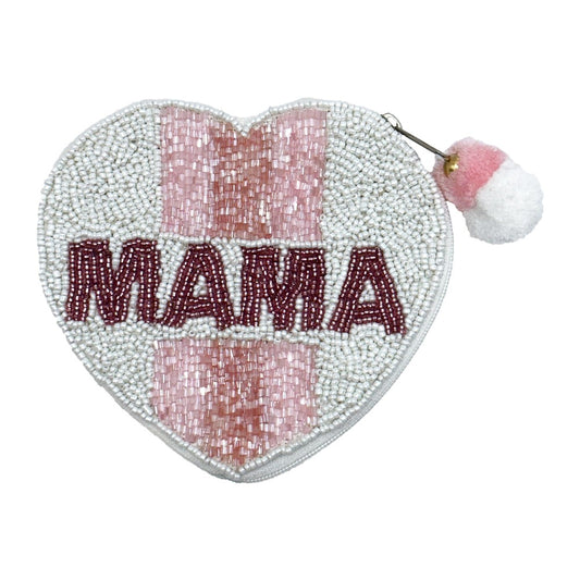 Beaded Pouch Heart Shaped Mama