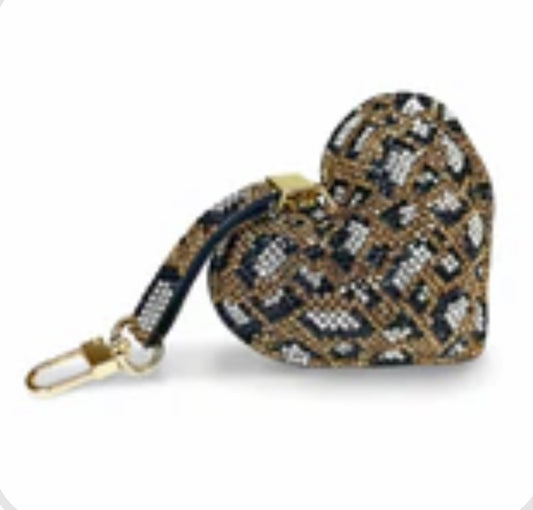 Jacqueline Kent Leopard Heart Bag Charm-Key Ring