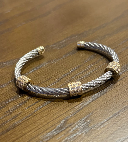 Cable Tarnish & Water Resistant Cuff Bracele