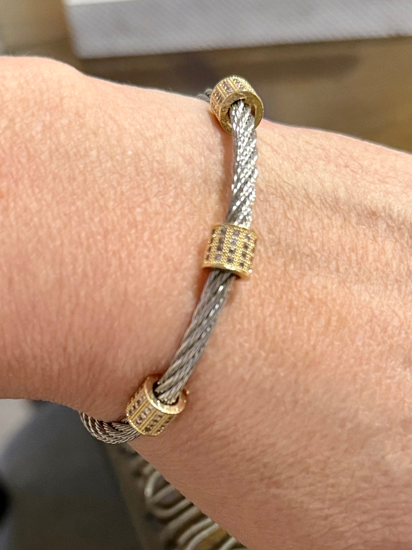 Cable Tarnish & Water Resistant Cuff Bracele