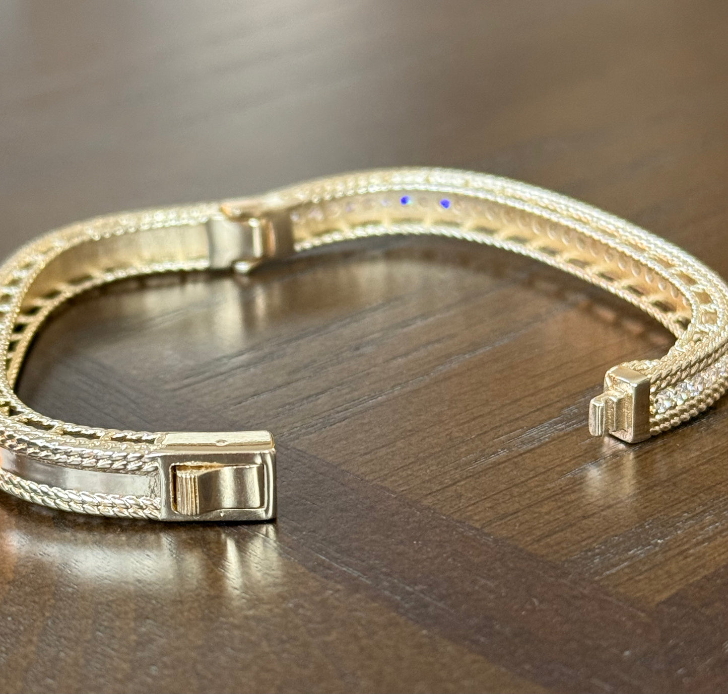 Square CZ Tarnish & Water Resistant Bangle Bracelet