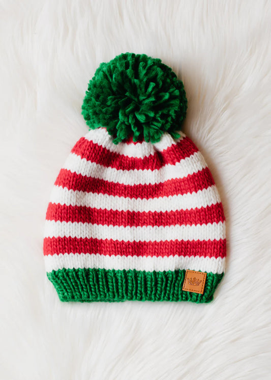 Candy Cane Pom Beanie