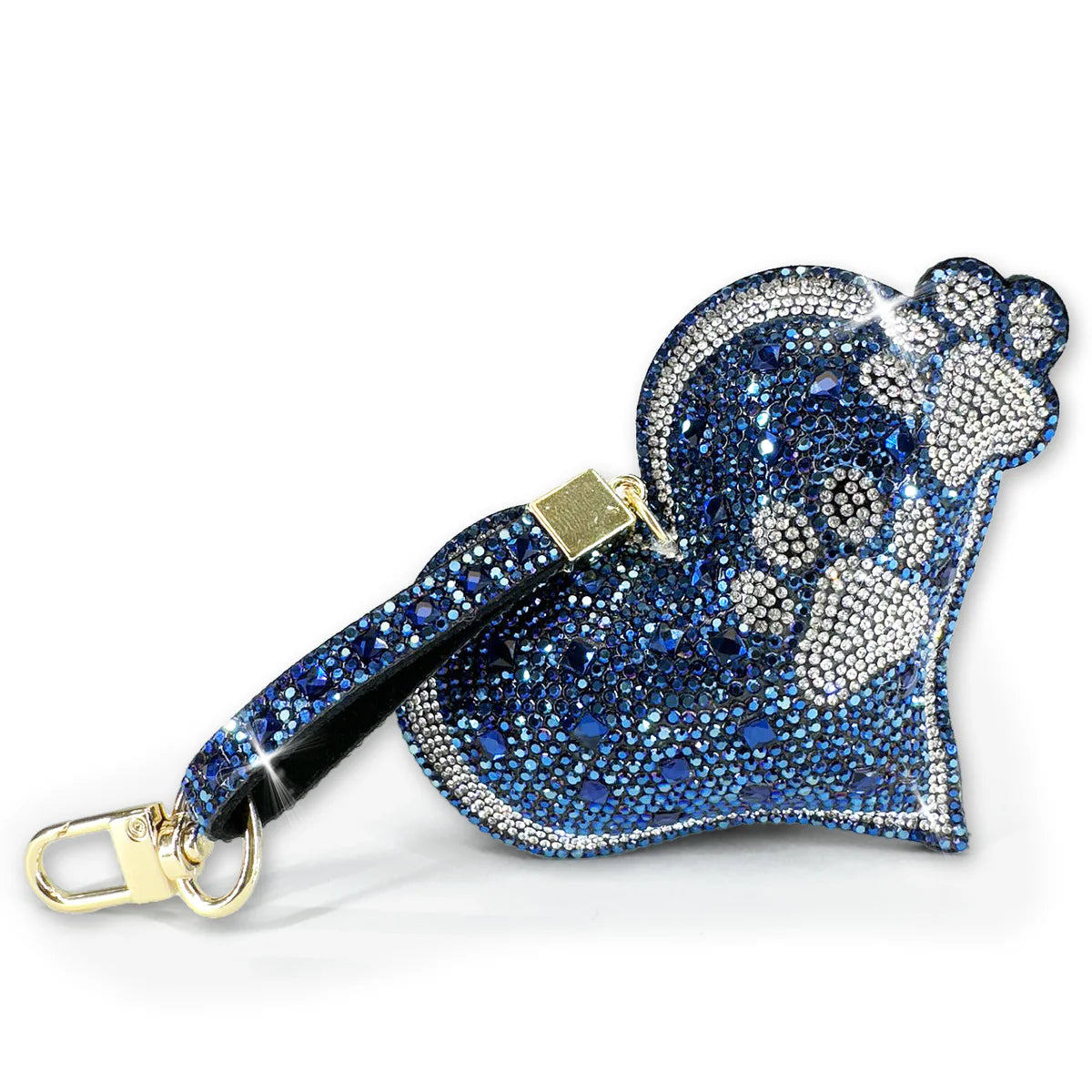 Jacqueline Kent Blue Paw Print Heart Bag Charm-Key Ring