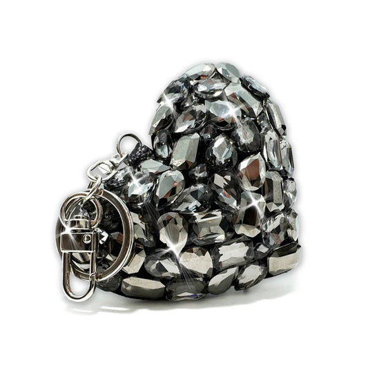 Jacqueline Kent Jeweled Heart Hematite Bag Charm-Key Ring