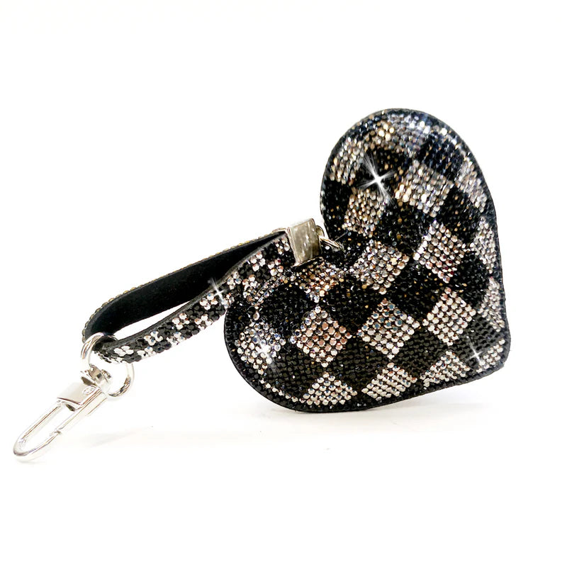 Jacqueline Kent Check Heart Bag Charm-Key Ring