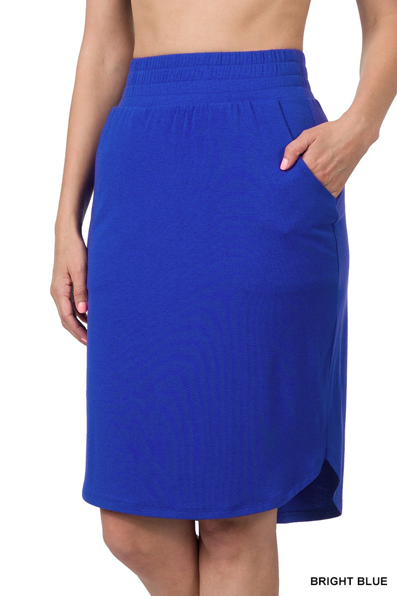 Pull On Tulip Hem Skirt in Blue