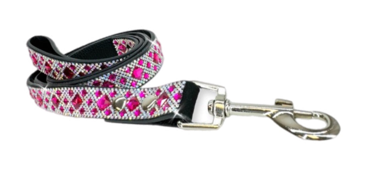 Jacqueline Kent Diamond In the Ruff Studded Leash in Hot Pink Rose