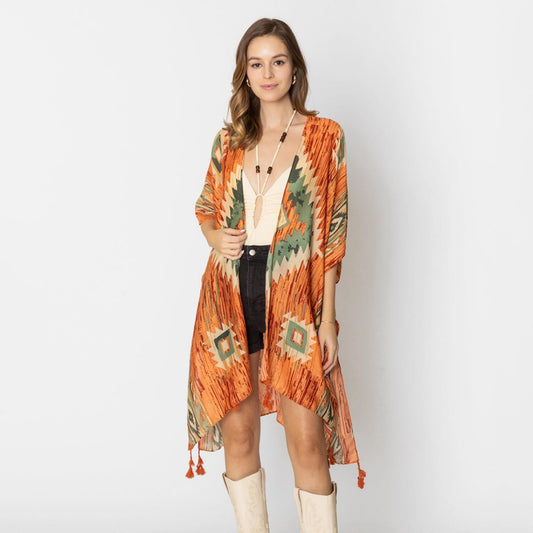 Ikat Print Kimono