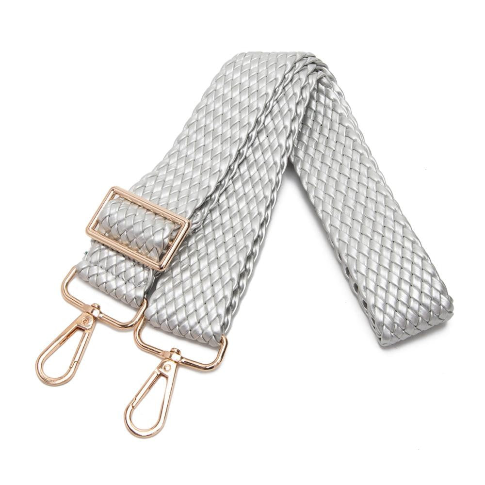 Faux Leather Adjustable Bag Strap in Silver