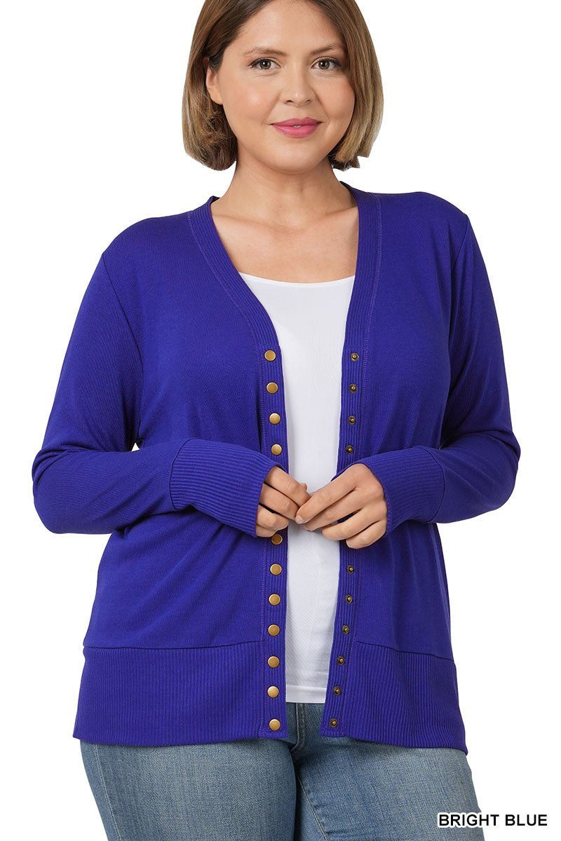Snap Front Cardigan in Bold Blue