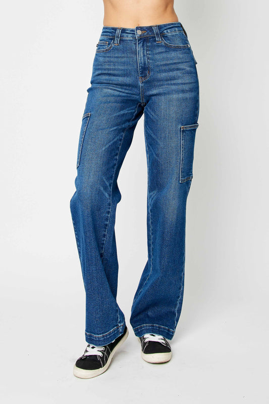 Judy Blue High Waist Cargo Wide Leg Denim