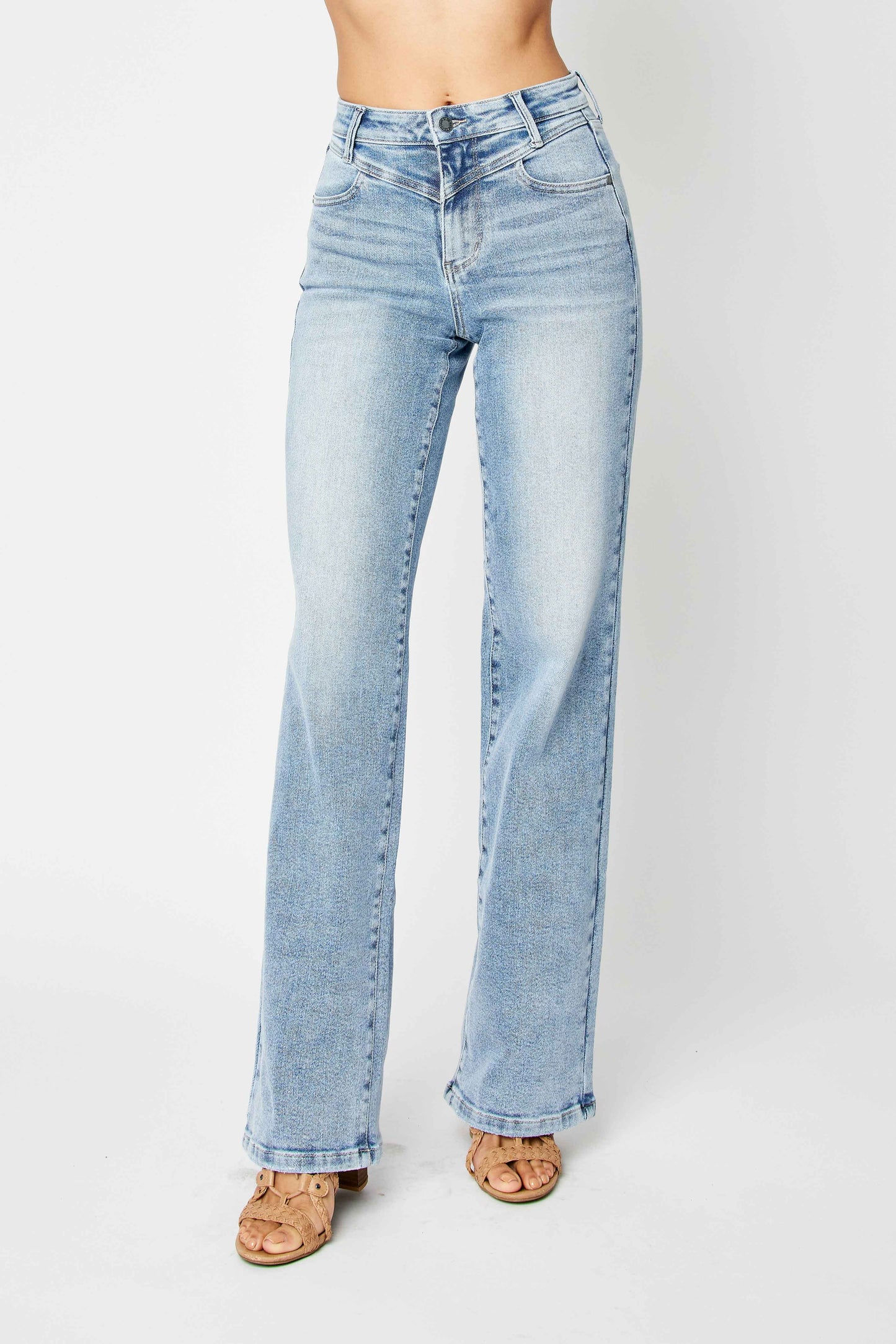 Judy Blue High Waist Front Yoke Retro Wide Denim