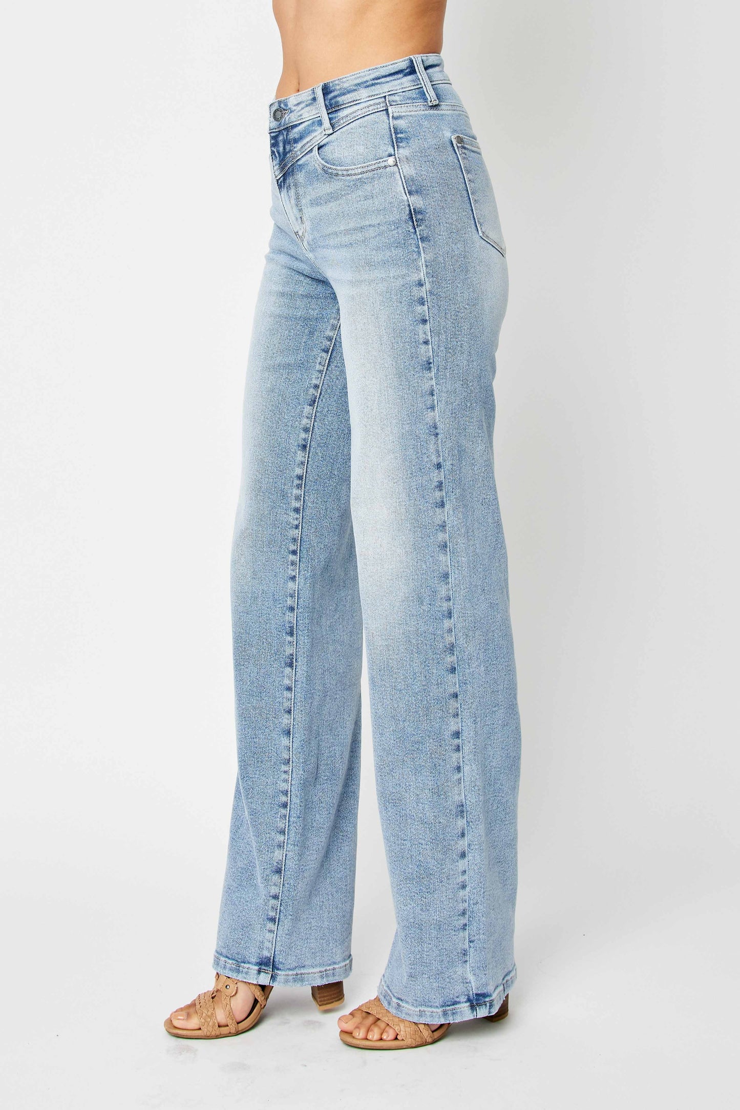 Judy Blue High Waist Front Yoke Retro Wide Denim