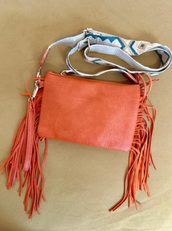 Fringe Organizer Cross Body Handbag