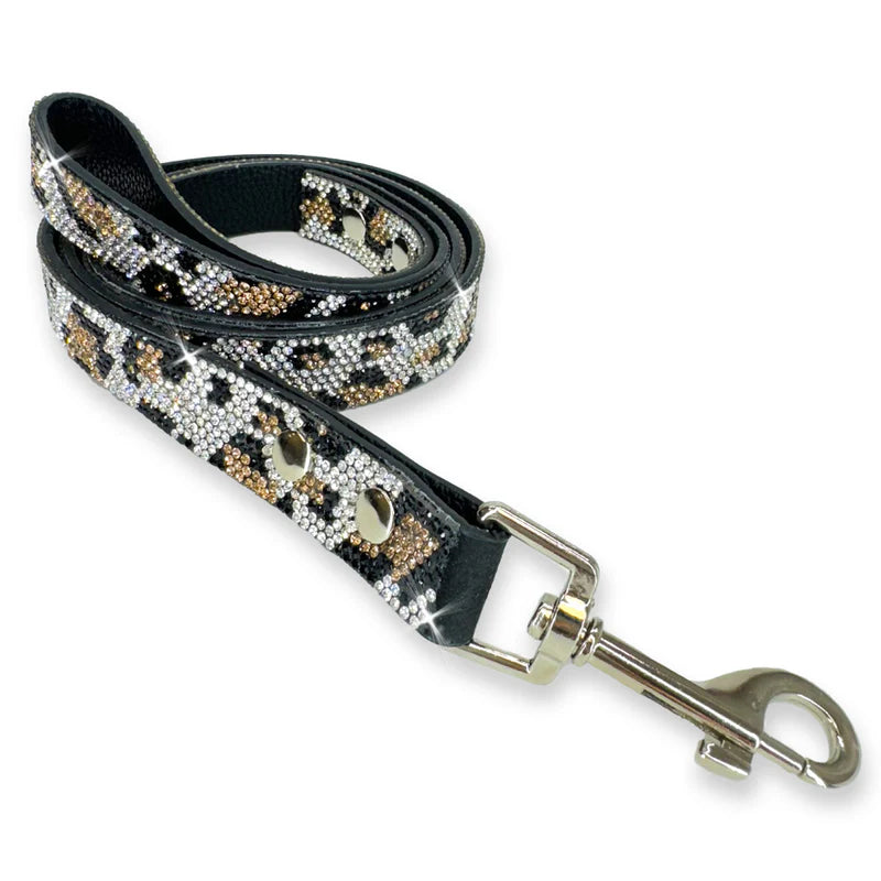 Jacqueline Kent Studded Leash in Silver Leopard