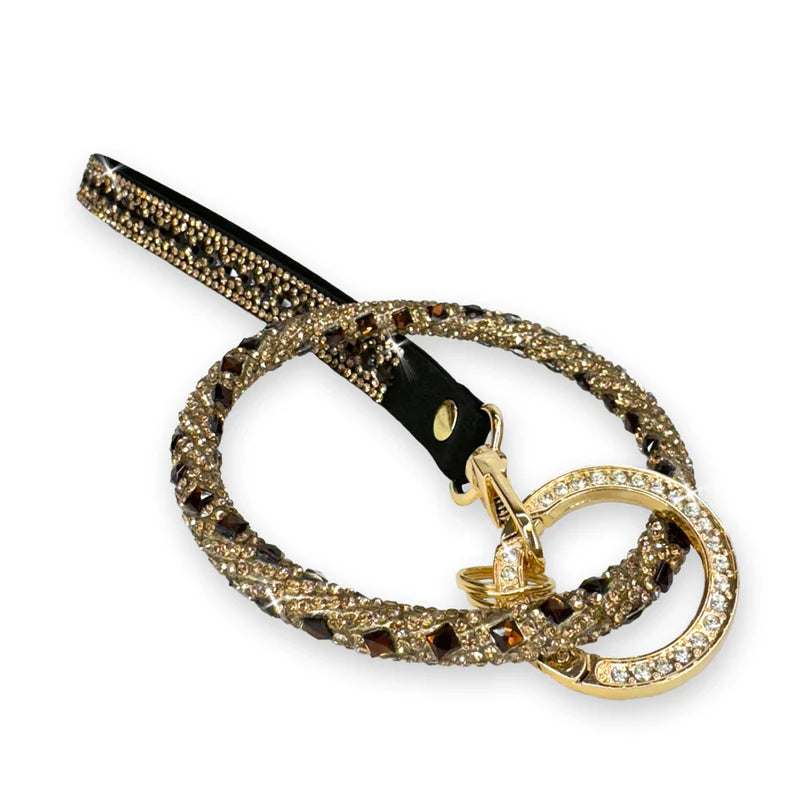 Jacqueline Kent Crustal Encrusted Key Ring in Chocolate