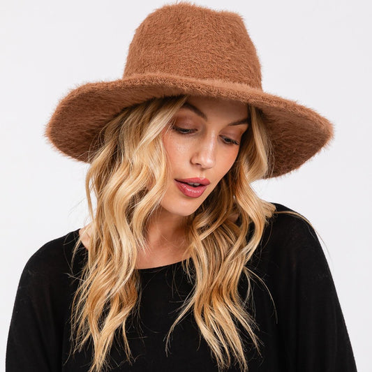 Fuzzy Panama Hat in Camel