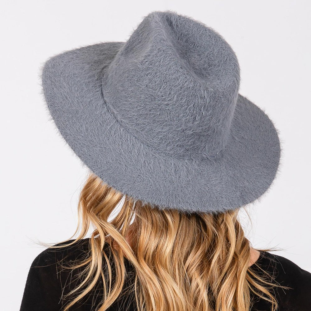 Fuzzy Panama Hat in Grey