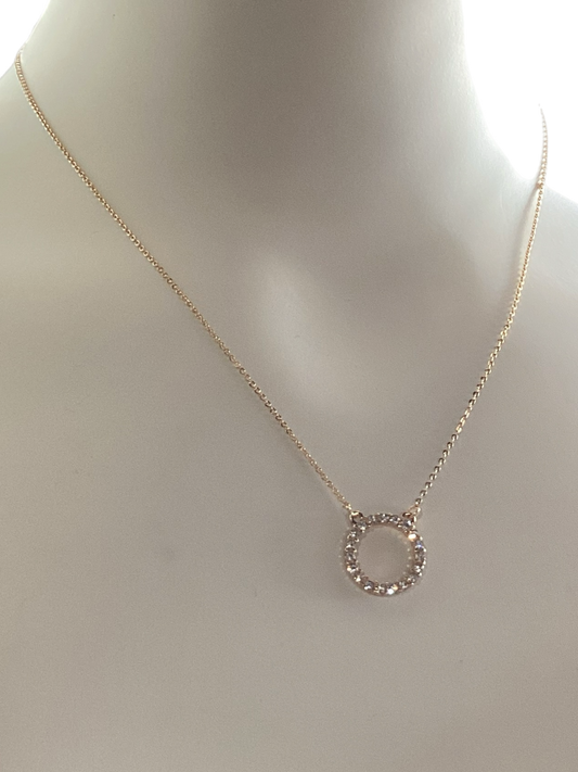 Rhinestone Circle Pendant Necklace