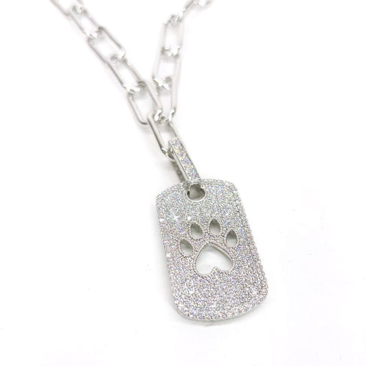 Jacqueline Kent Unconditional Love Paw Print Necklace Silver