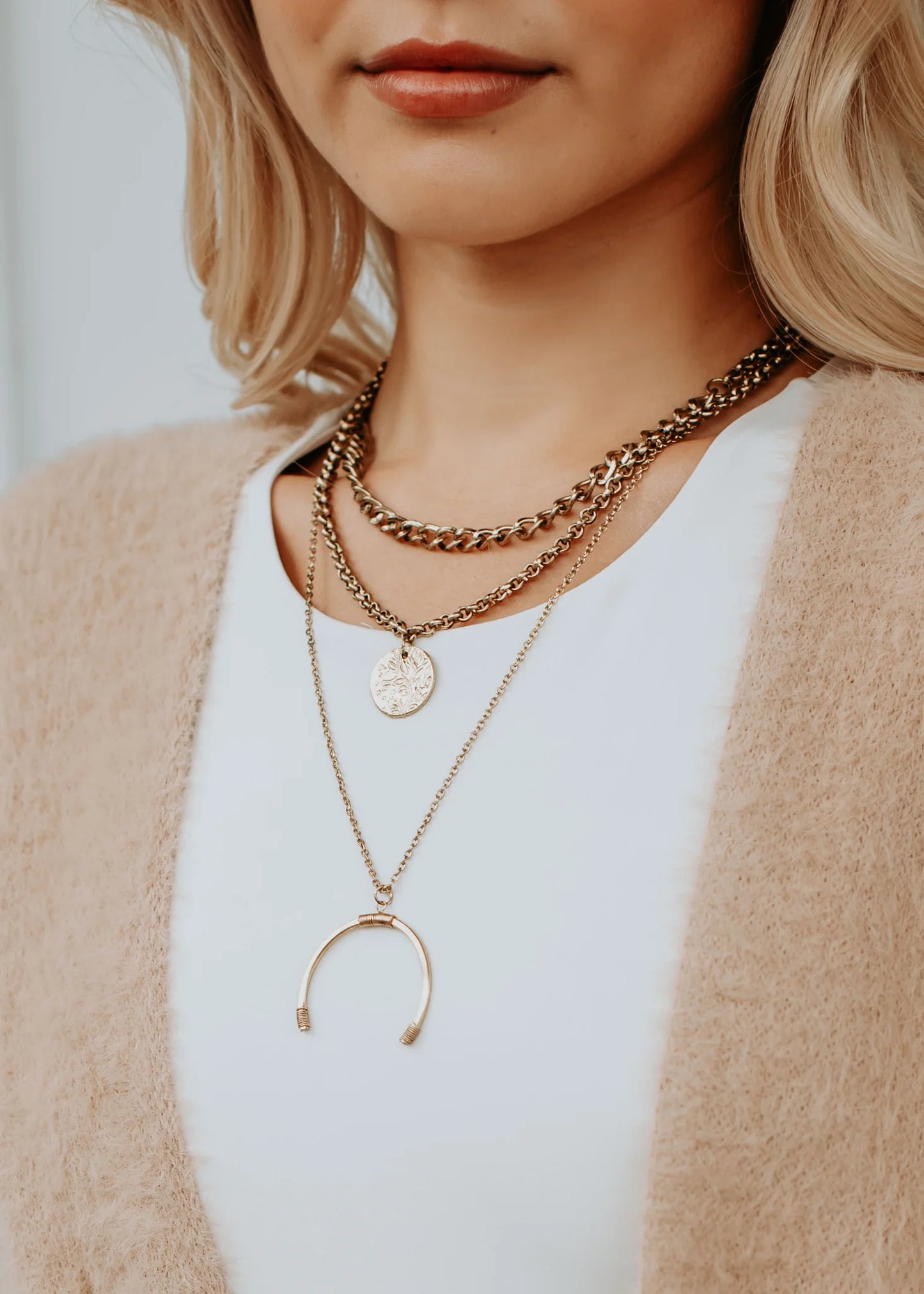 Triple Layered Brass Necklace