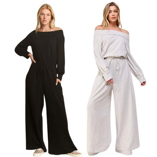 Off Shoulder Terry Jumpsuit