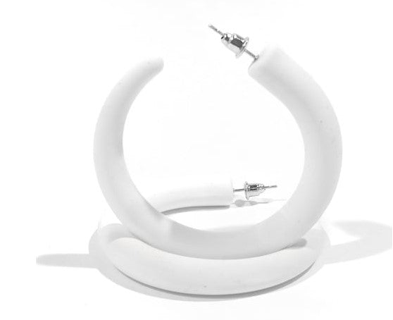 Jacqueline Kent Smooth White Hoop Earring