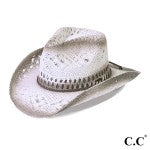 Cowboy Hat in White & Light Grey