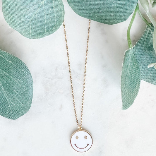 White Smiley Face Necklace