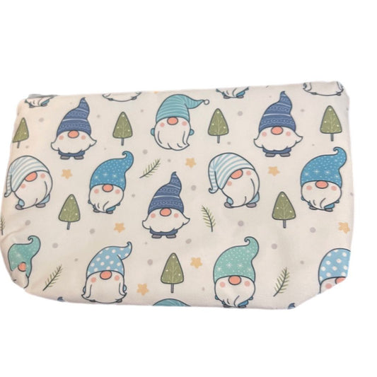 Carry All Pouch- Holiday Blue & White Gnomes