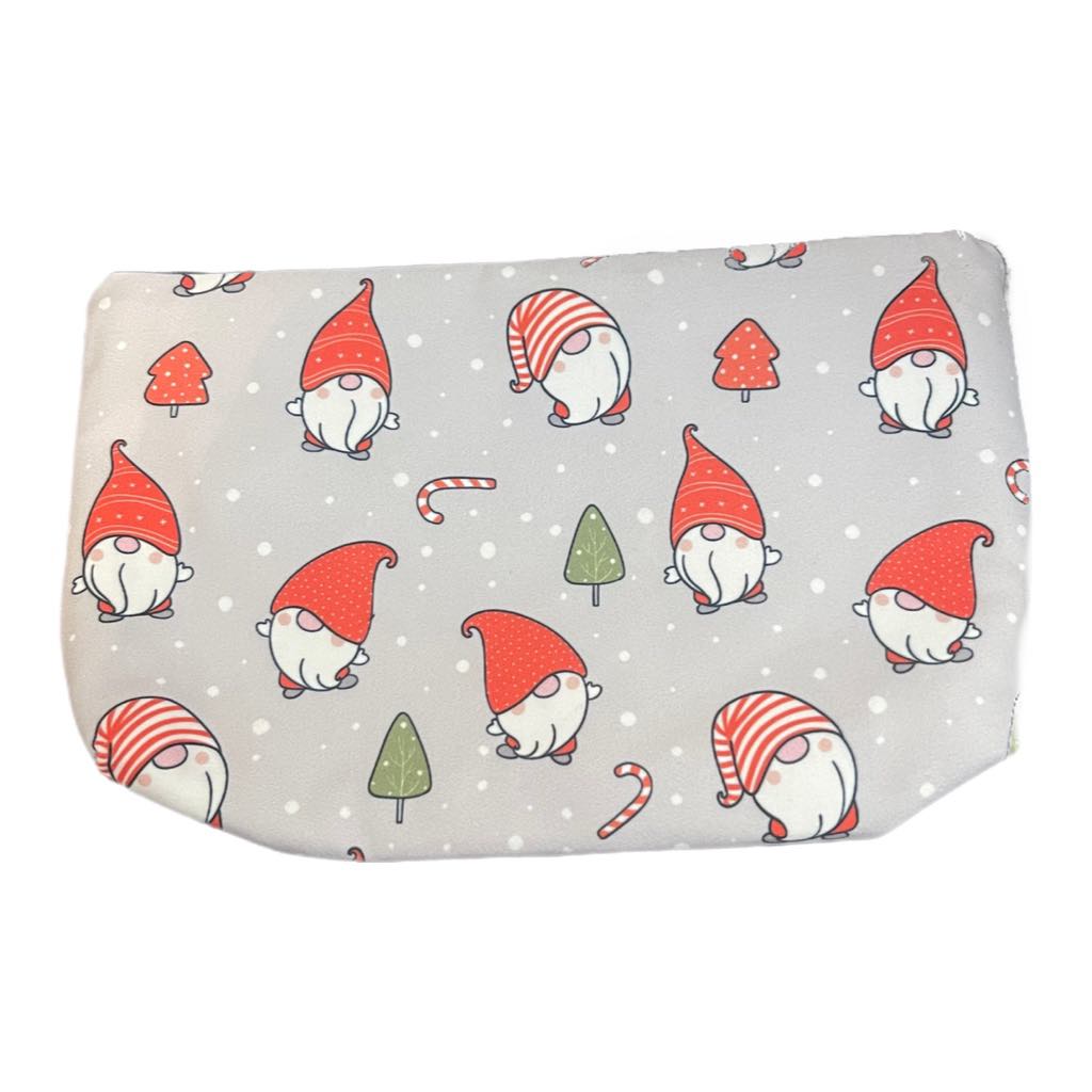 Carry All Pouch- Holiday Grey & Red Gnomes