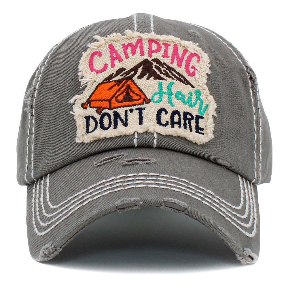 Camping Hair Don't Care Baseball Hat