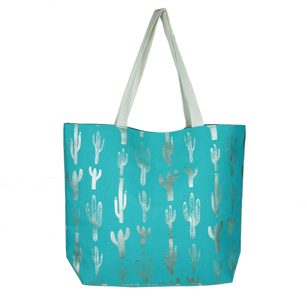 Turquoise Cactus Tote Bag