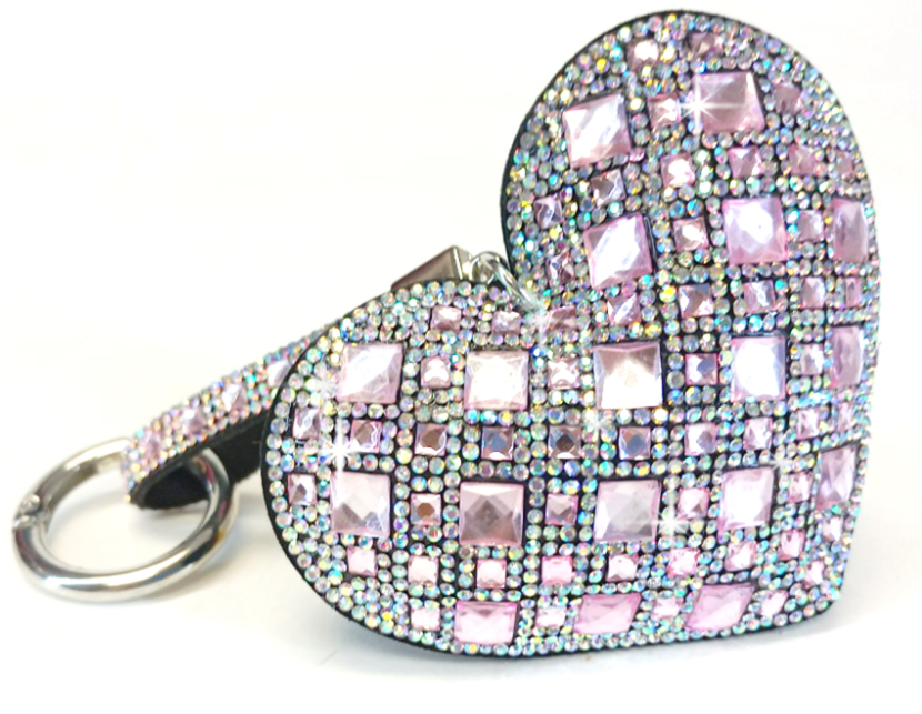 Jacqueline Kent Puff Heart Bag Charm-Key Ring Pink