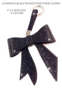 Jacqueline Kent Ribbon Bow Bag Charm-Key Ring in Black or Silver