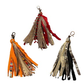 Fabric Tassel Bag Charm-Key Ring