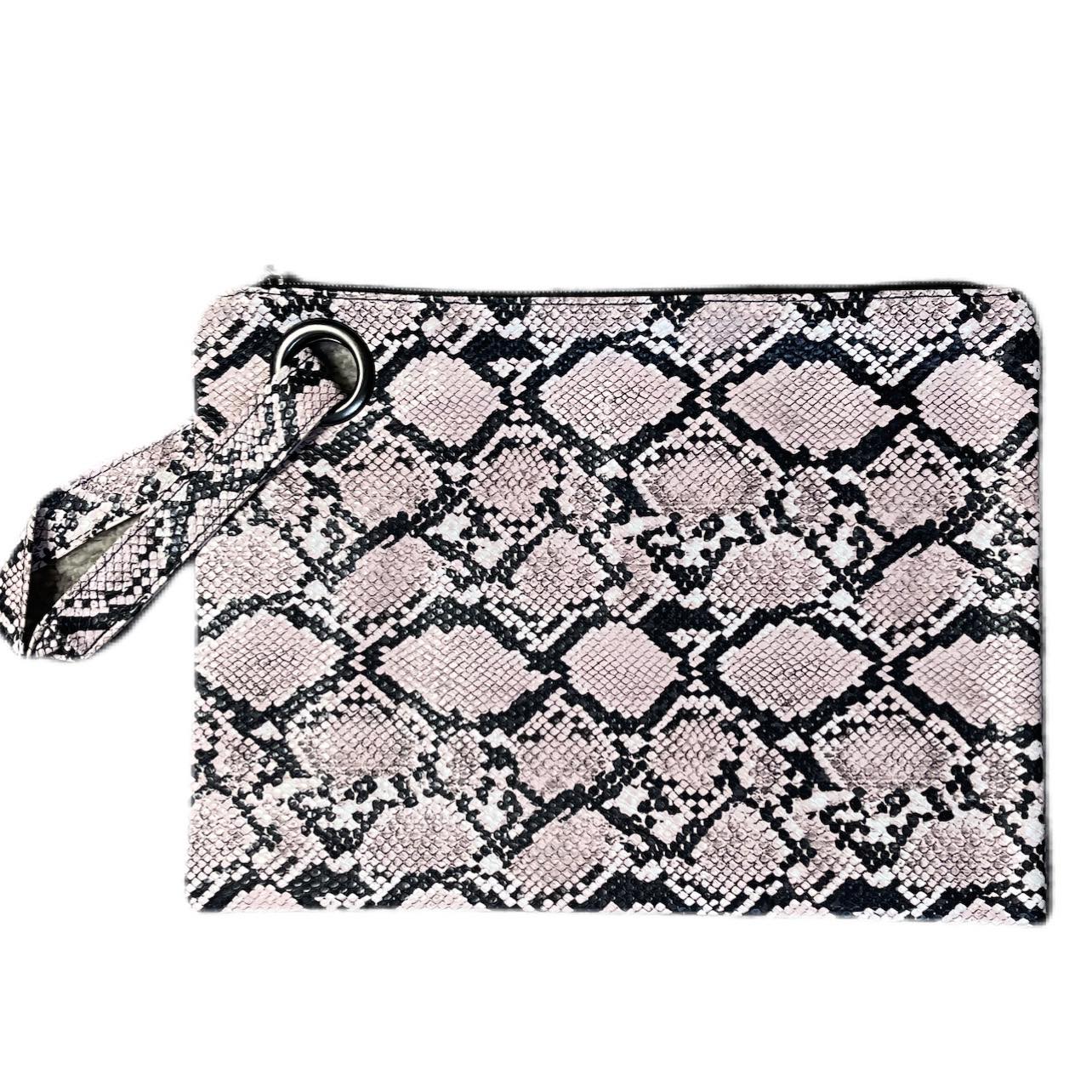 Susan Vegan Leather Handbag-Clutch - Snake