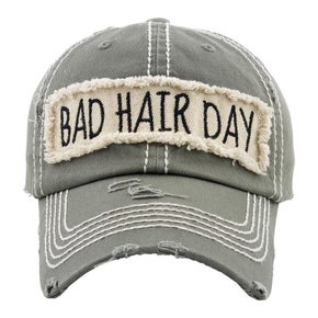 Bad Hair Day Distressed Baseball Hat